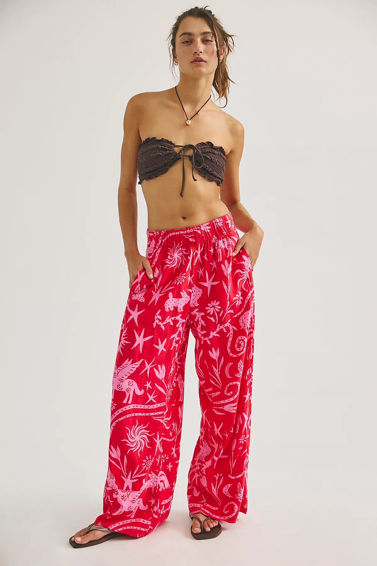 Day's End Linen Printed Pull-On Pants