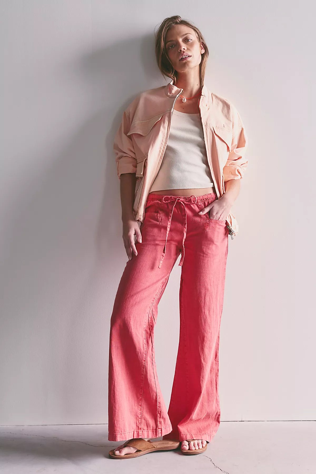 Break The Ice Linen Slouch Flare Pants