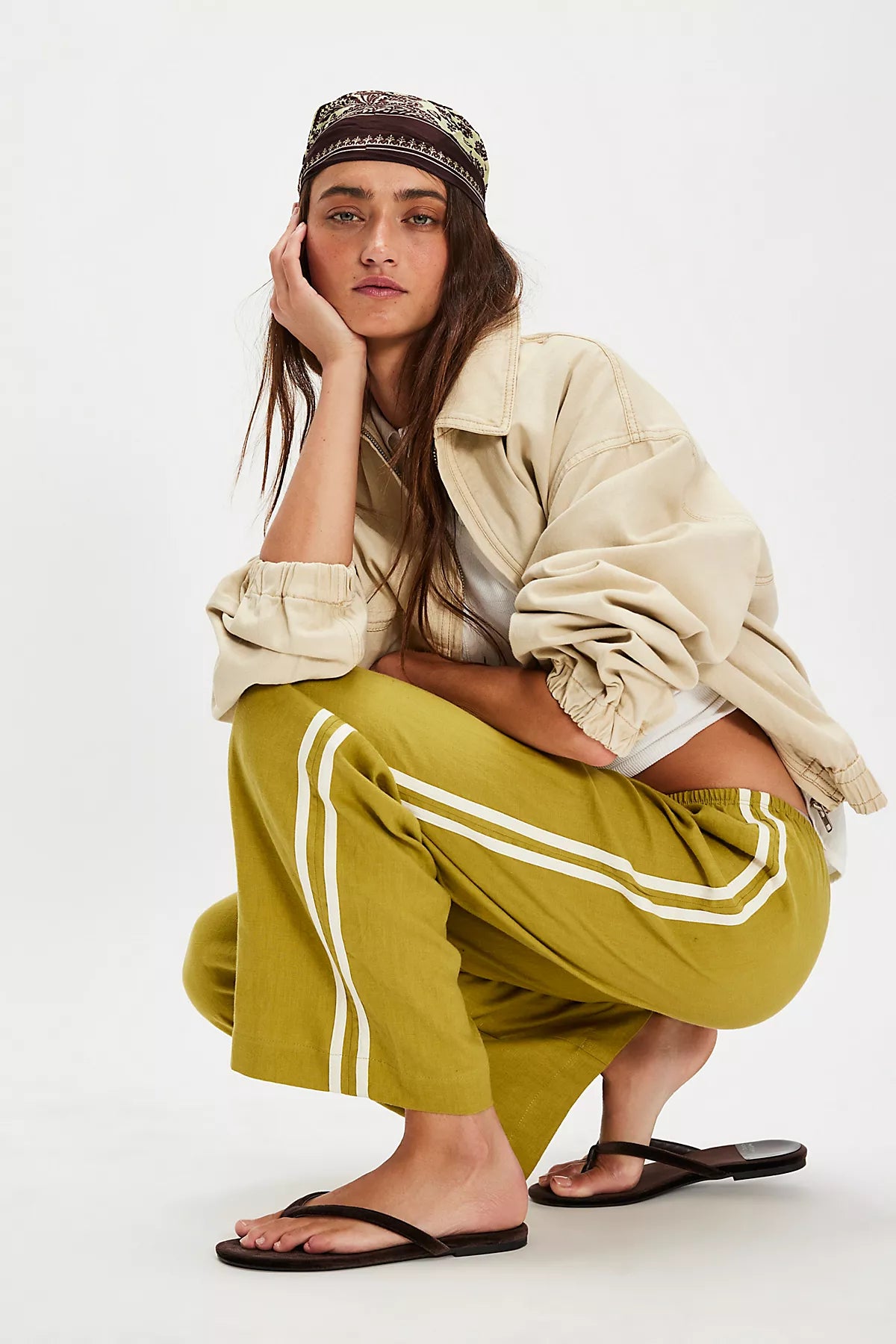 DONNI. The Linen Stripe Crop Pants