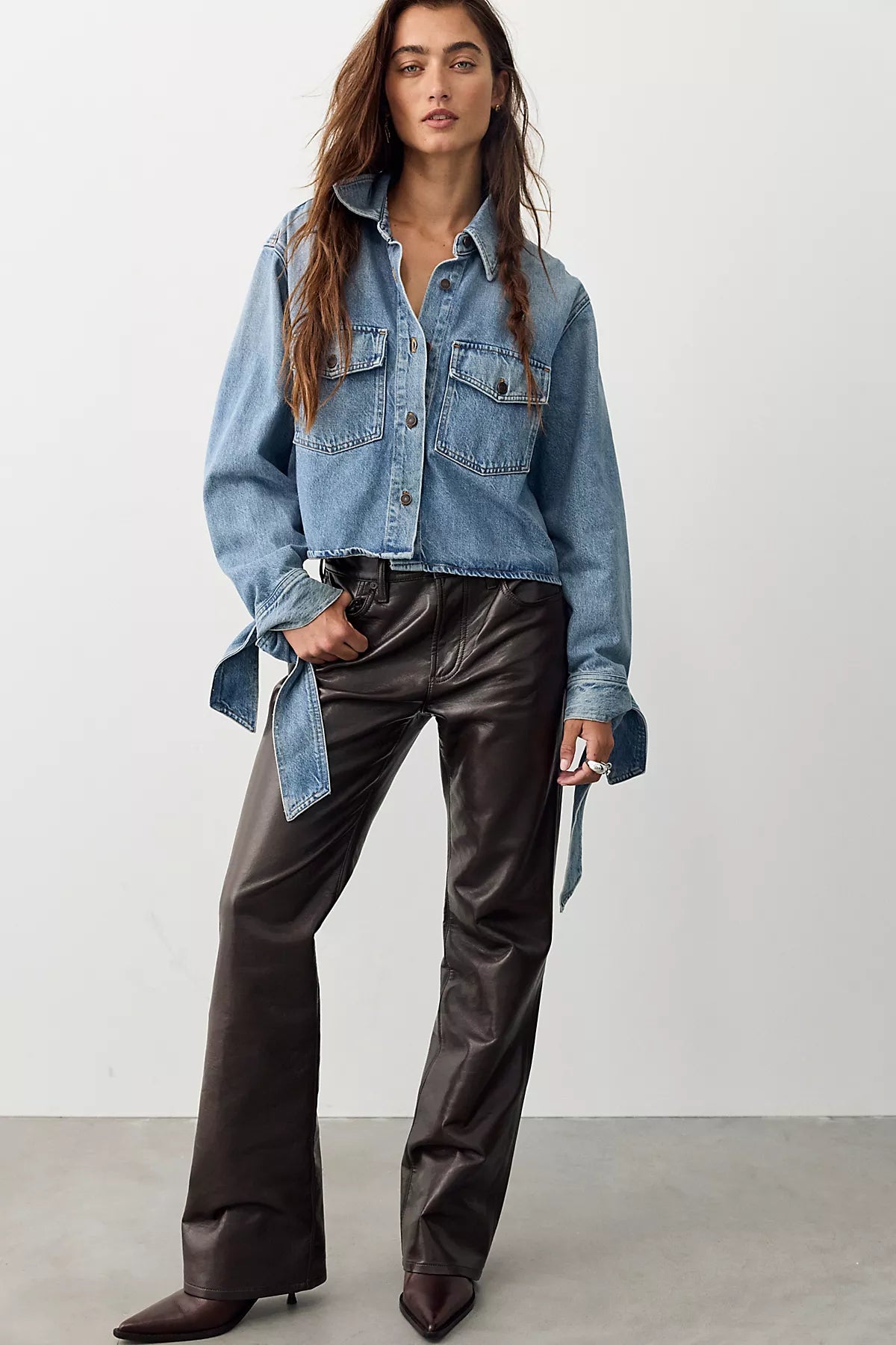 AGOLDE Hewitt Cropped Button Down Shirt