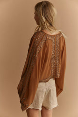 Calla Embellished Cape Top