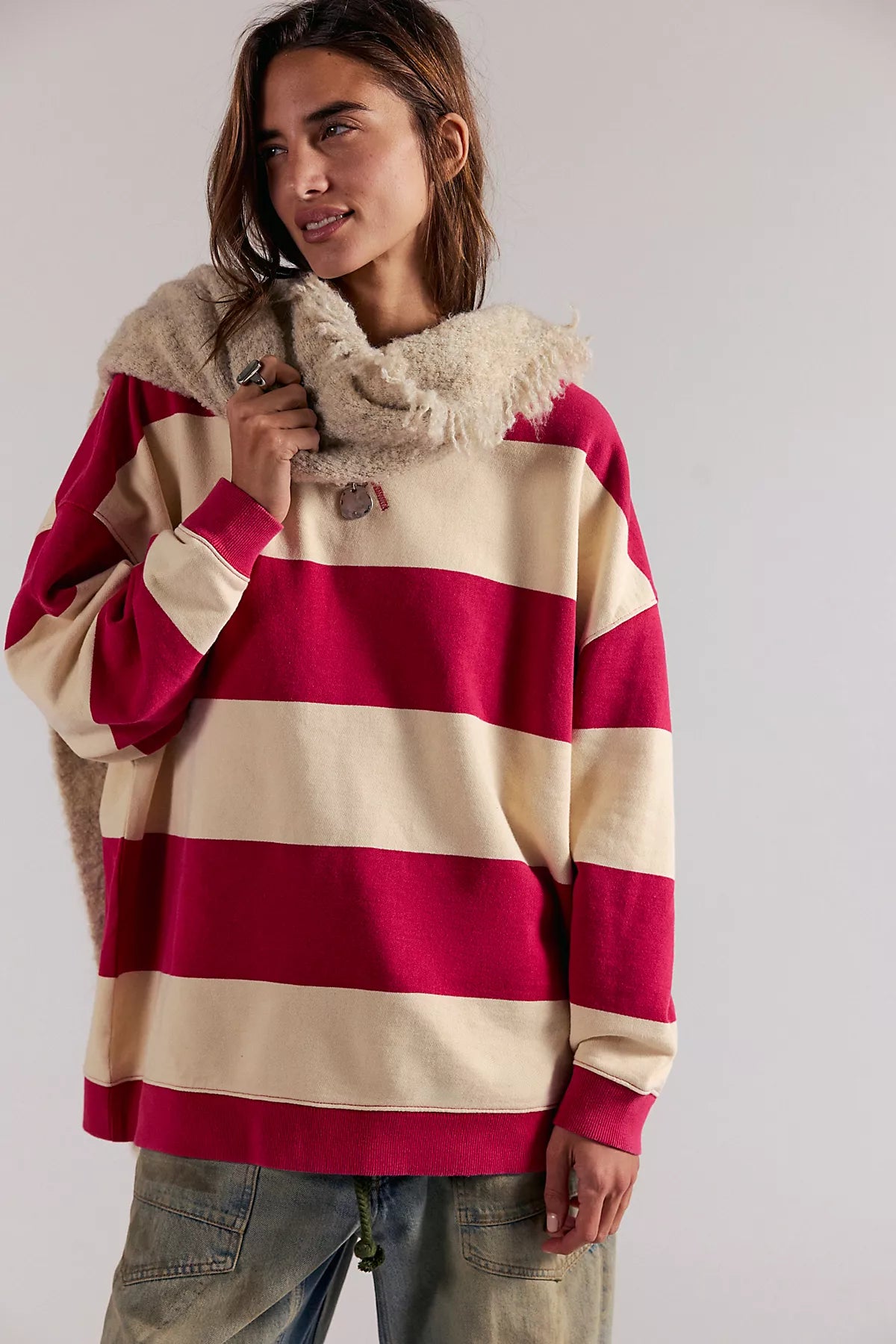 We The Free Classic Striped Oversized Crewneck