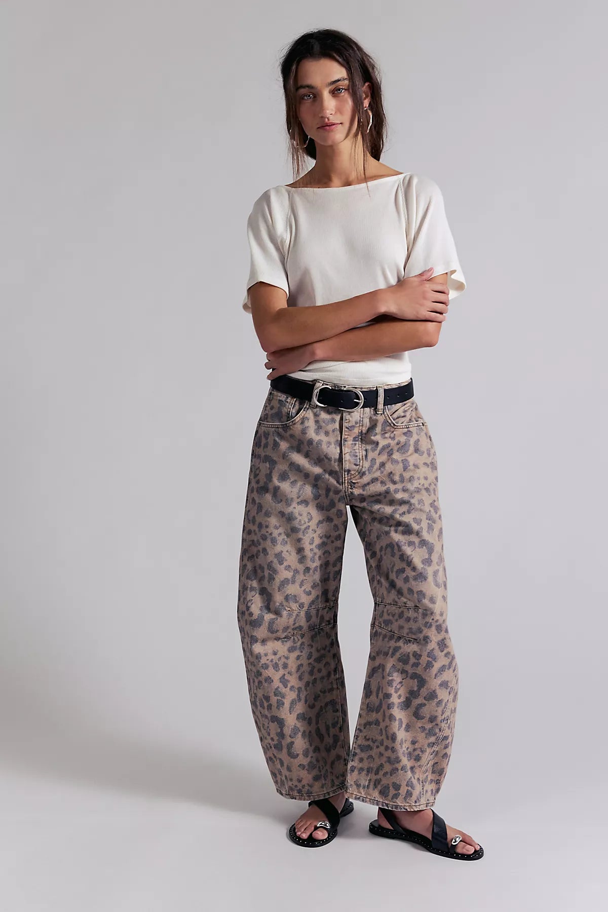 We The Free Good Luck Printed Barrel Jeans