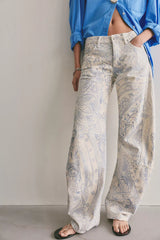 We The Free Fable Printed Low-Rise Twisted Bowed Jeans