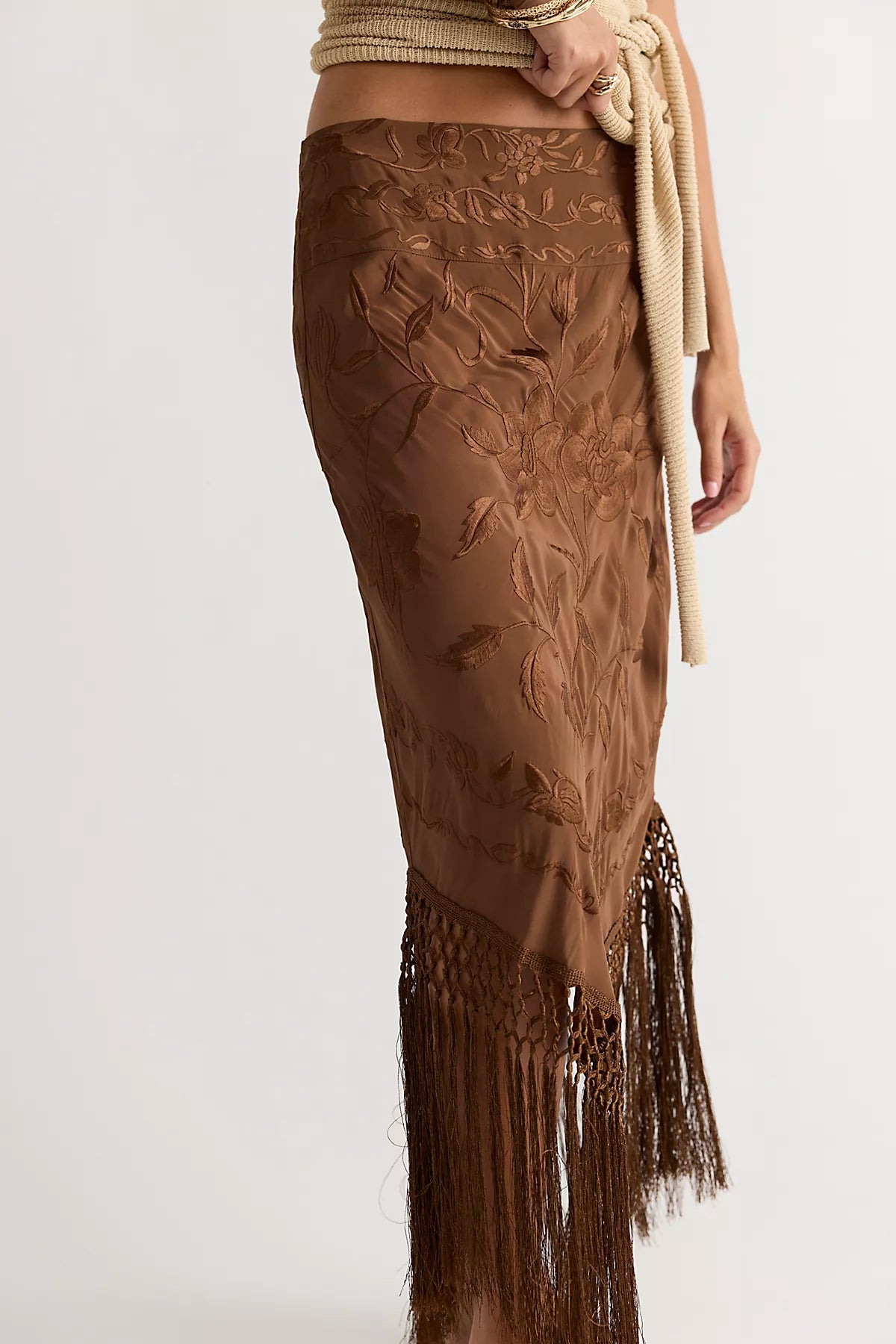 Fringe Element Midi Skirt