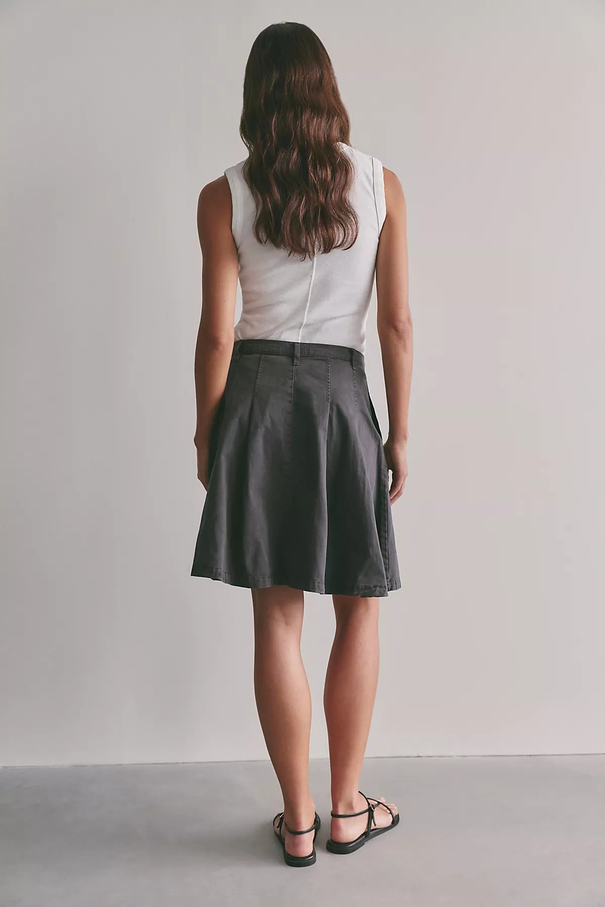 Chino Pleated Midi Skirt
