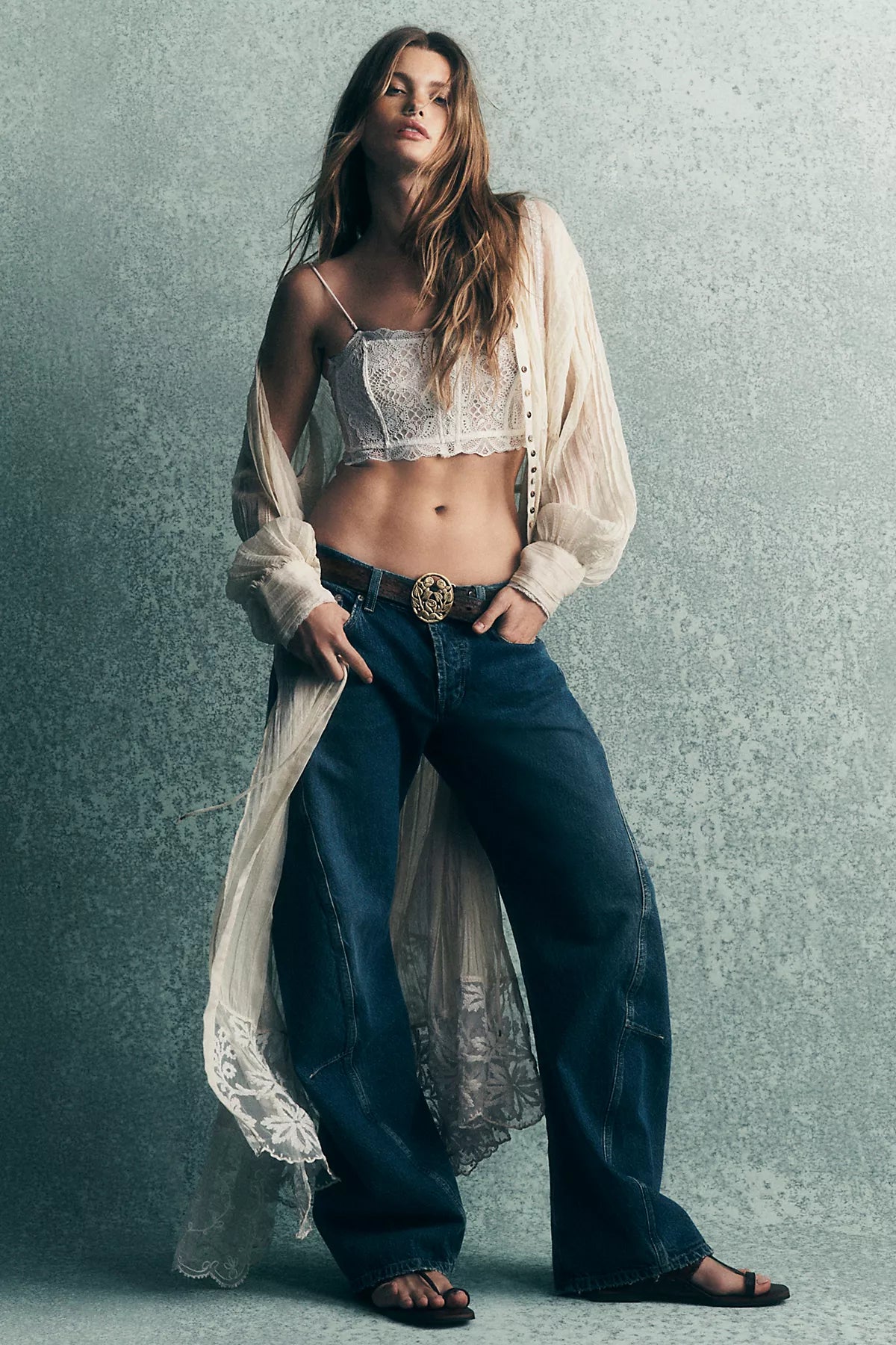 We The Free Fable Low-Rise Twisted Bowed Jeans
