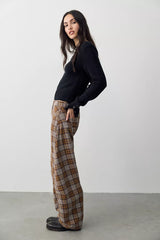 We The Free Fable Plaid Low-Rise Twisted Bowed Jeans