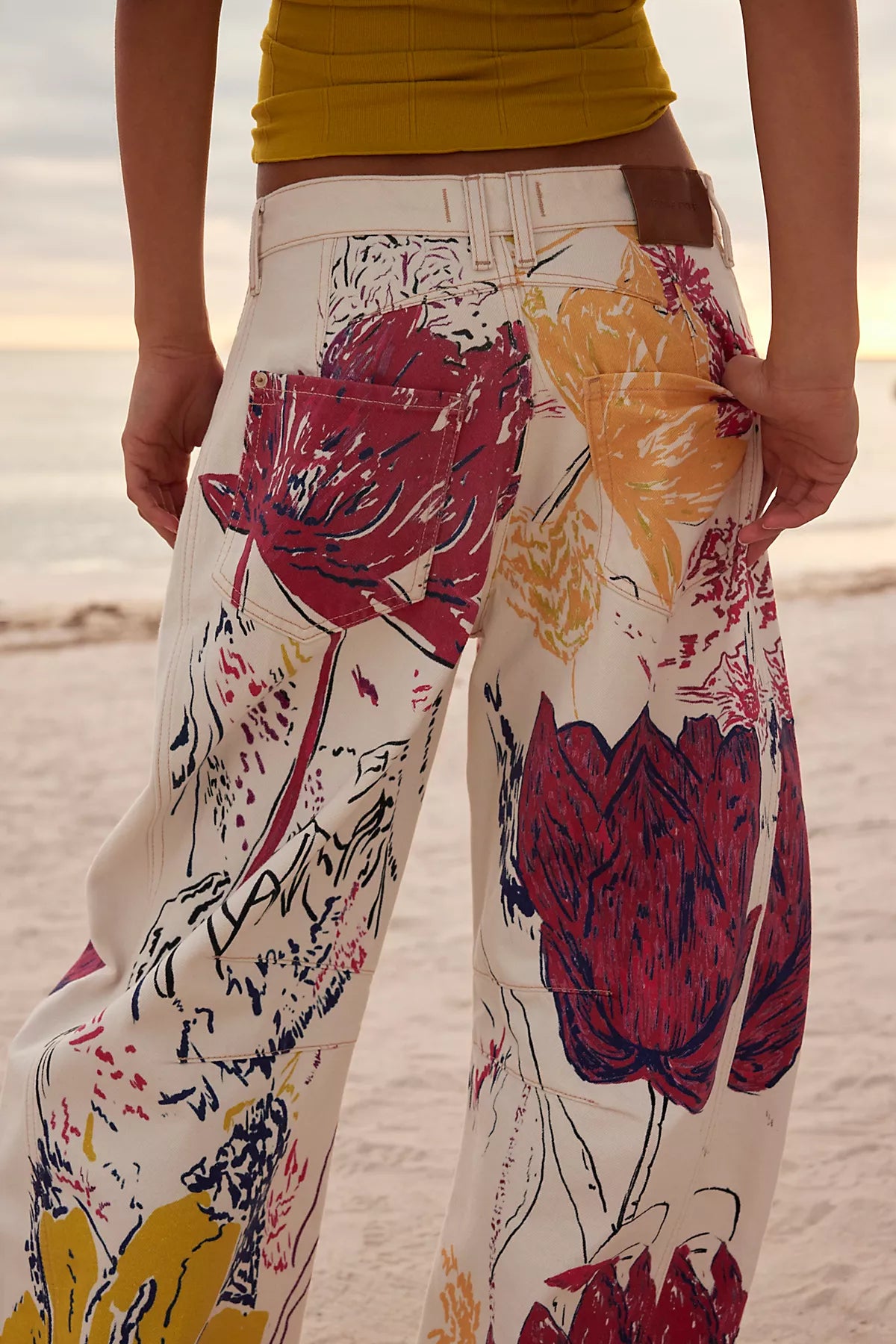 We The Free Good Luck Printed Barrel Jeans