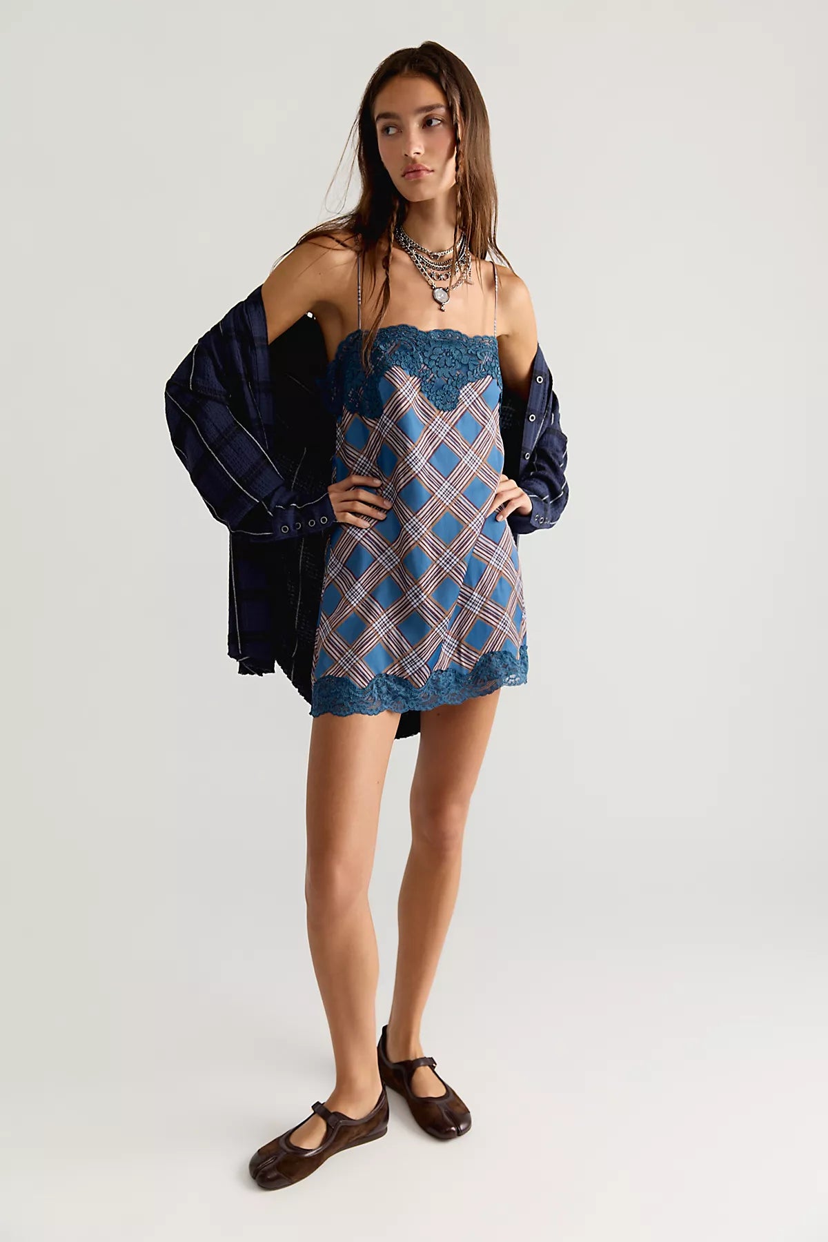 Canal Street Plaid Slip Dress Set