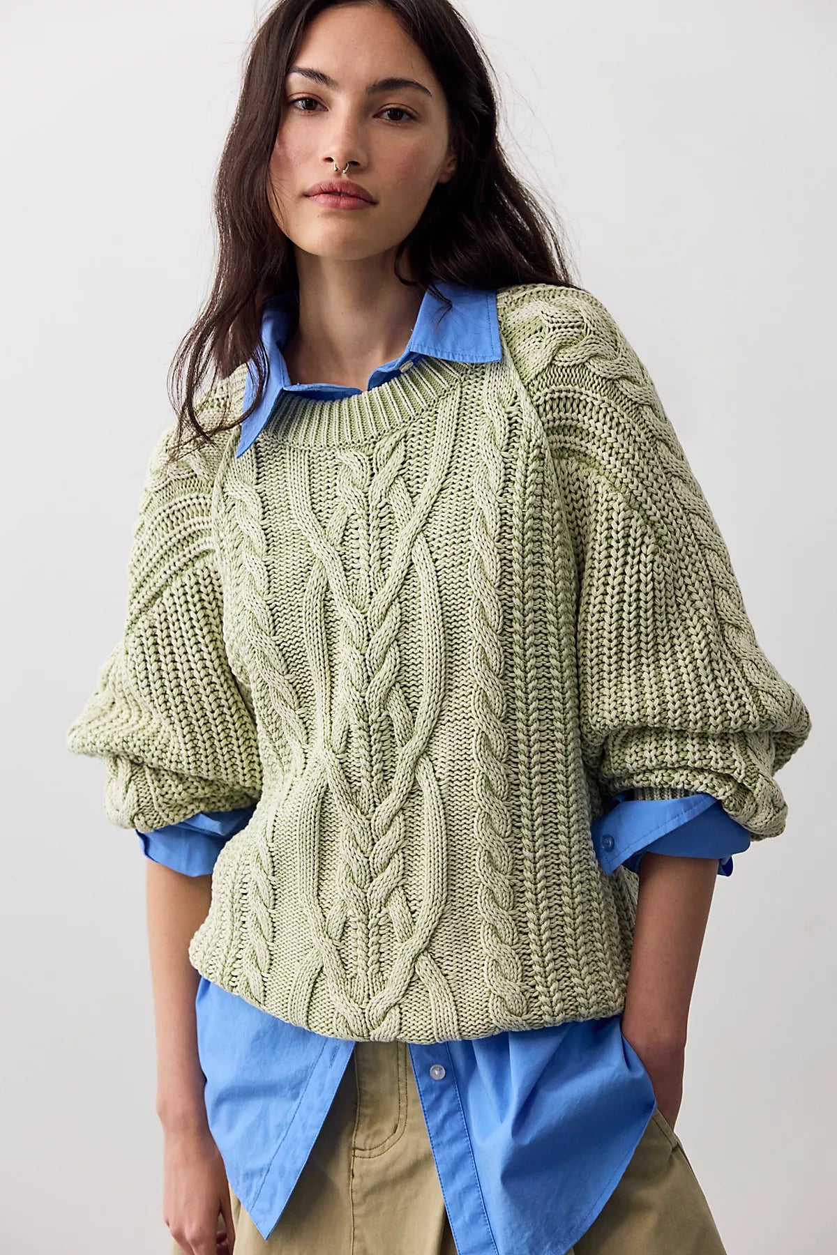 Frankie Cable Knit Cotton Sweater