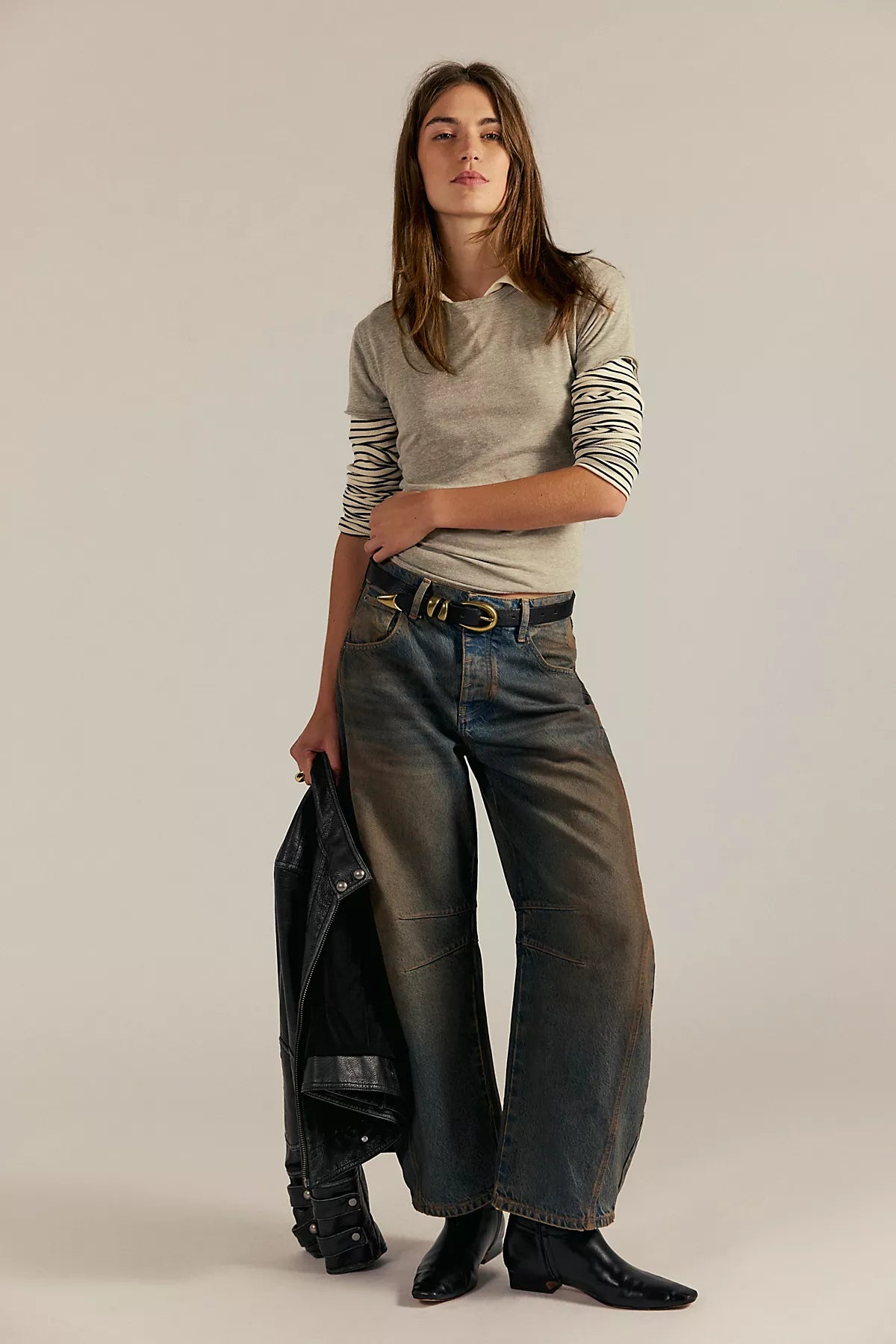 We The Free Good Luck Mid-Rise Barrel Jeans