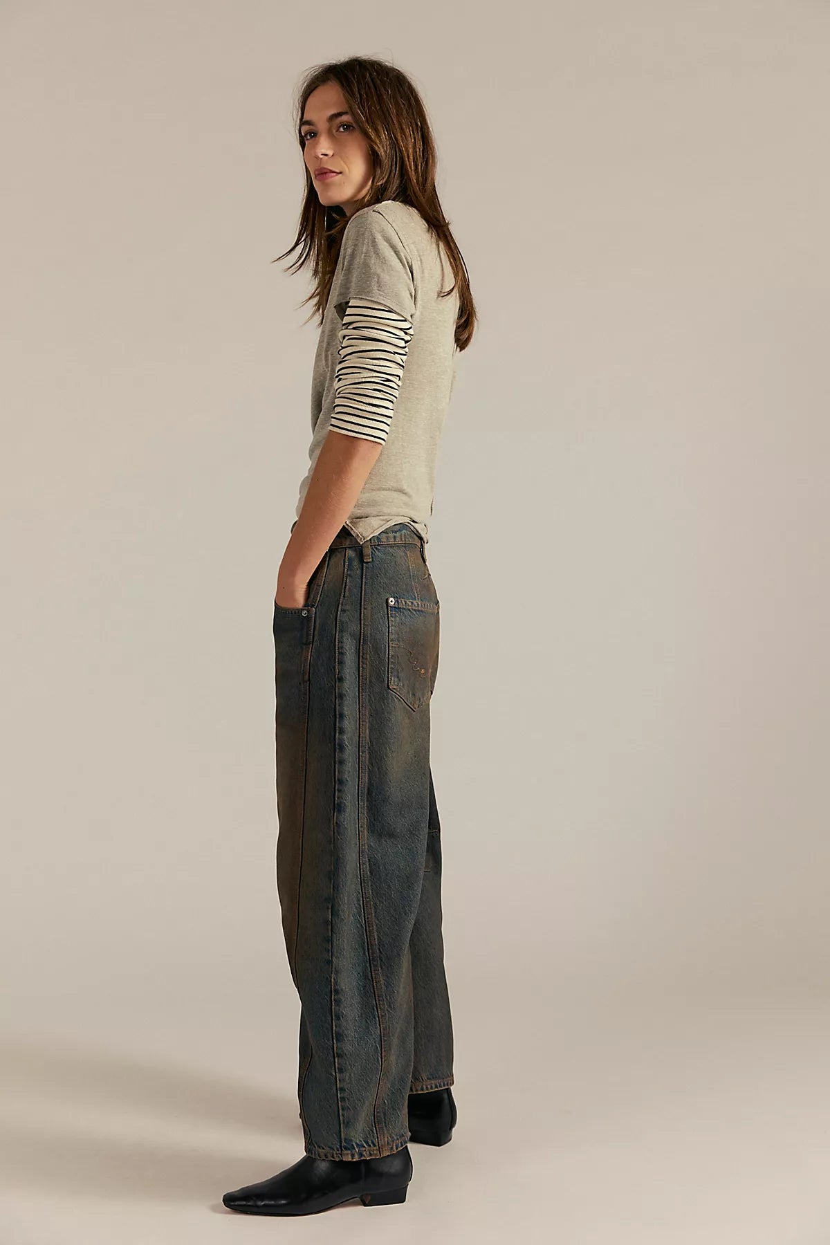 We The Free Good Luck Mid-Rise Barrel Jeans