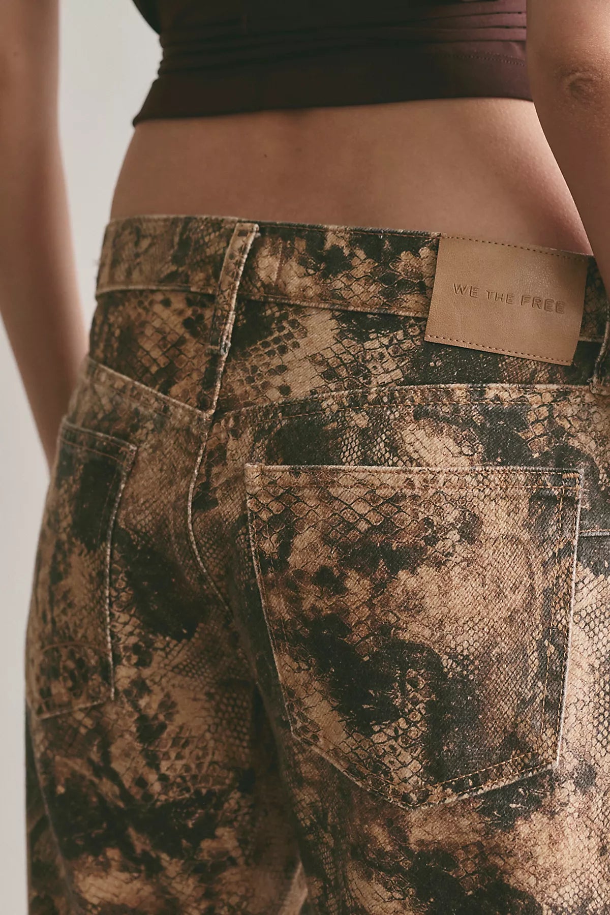 We The Free Fable Printed Low-Rise Twisted Bowed Jeans