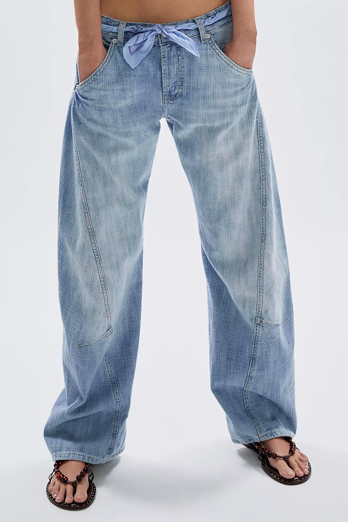 We The Free Highland Low-Rise Twisted Bowed Jeans