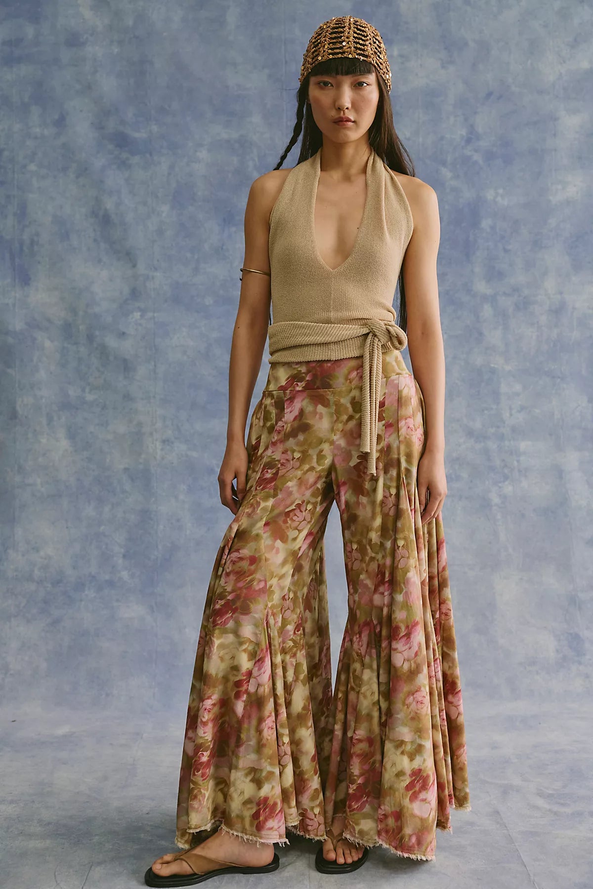 Fallen Star Printed Wide-Leg Pants