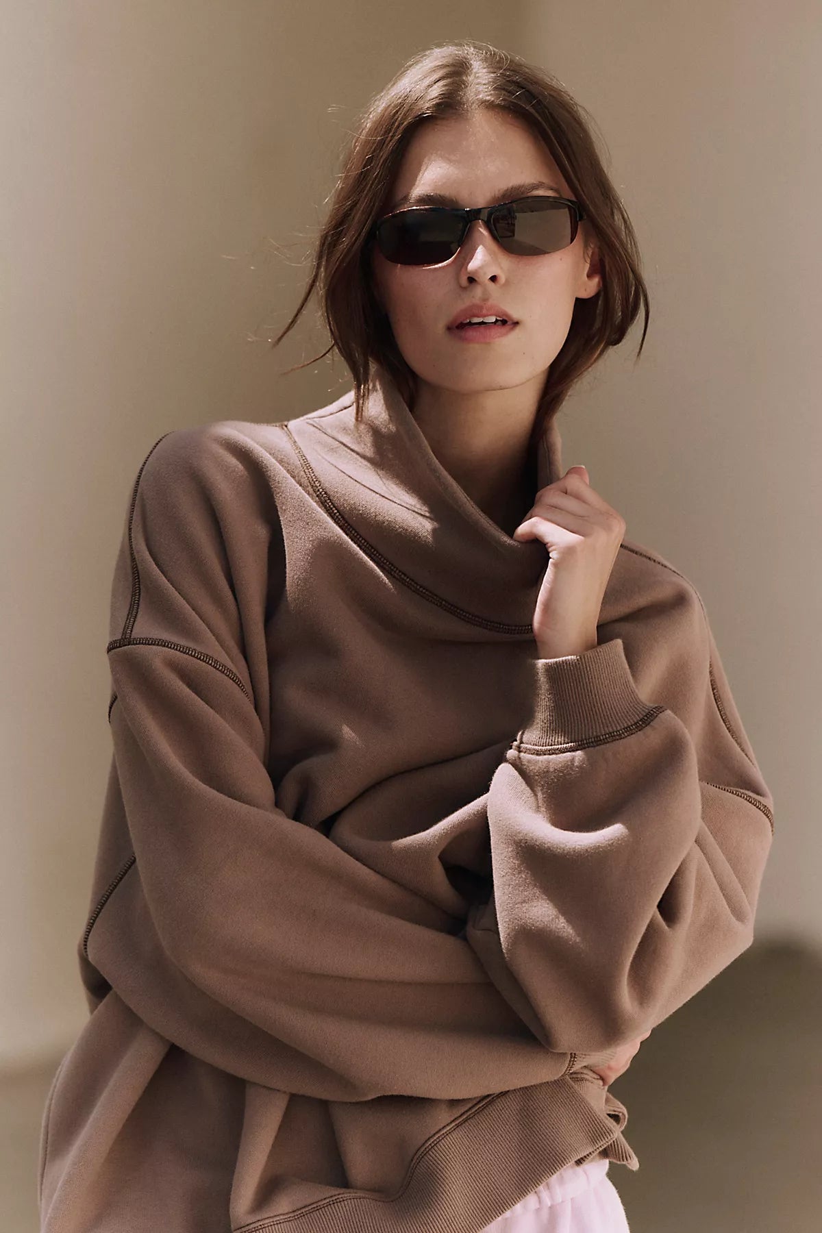 A Cut Above Floral Logo Mock Neck Pullover Sweatshirt