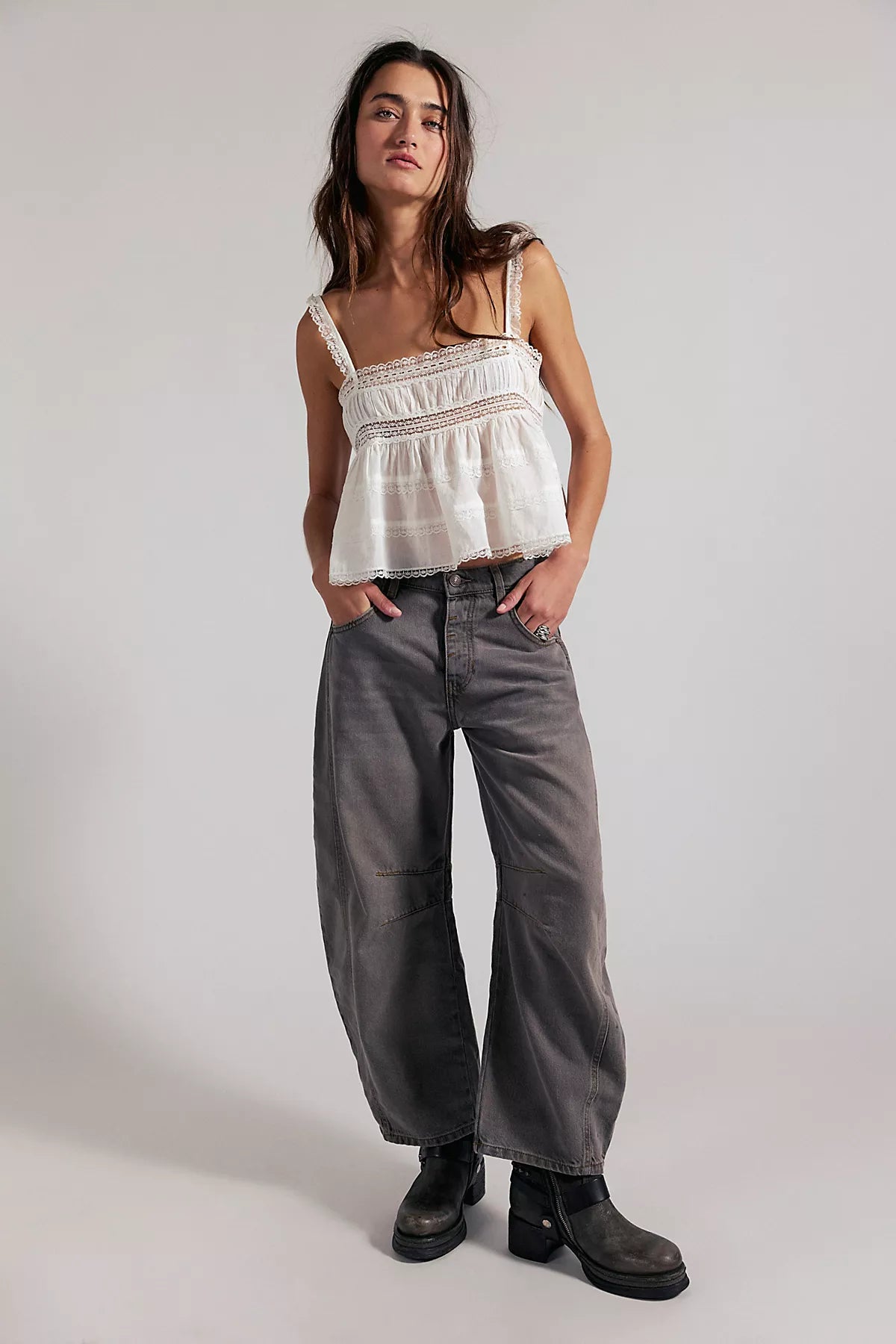 We The Free Good Luck Mid-Rise Barrel Jeans