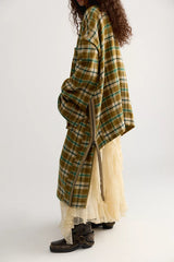 Asparagus Button Check Coat
