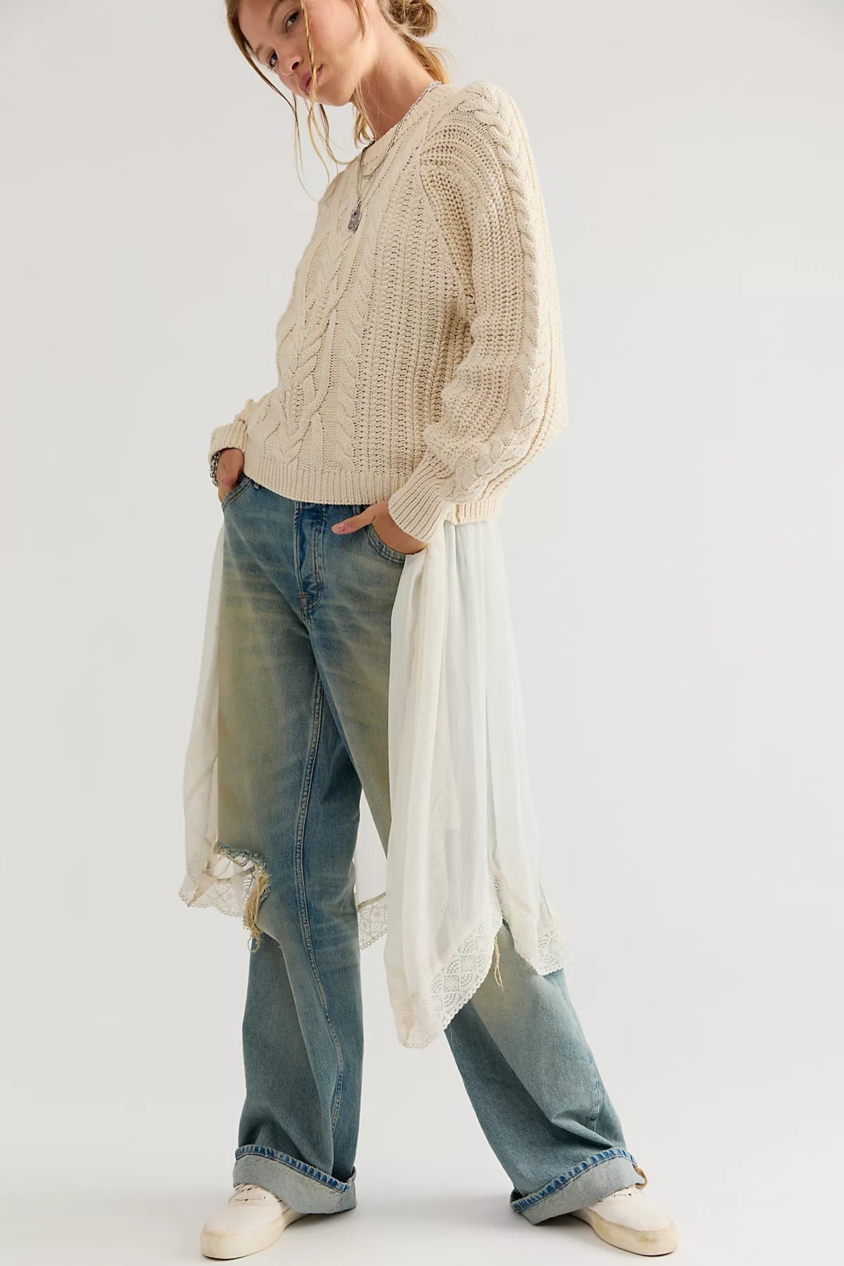 Frankie Cable Knit Cotton Sweater