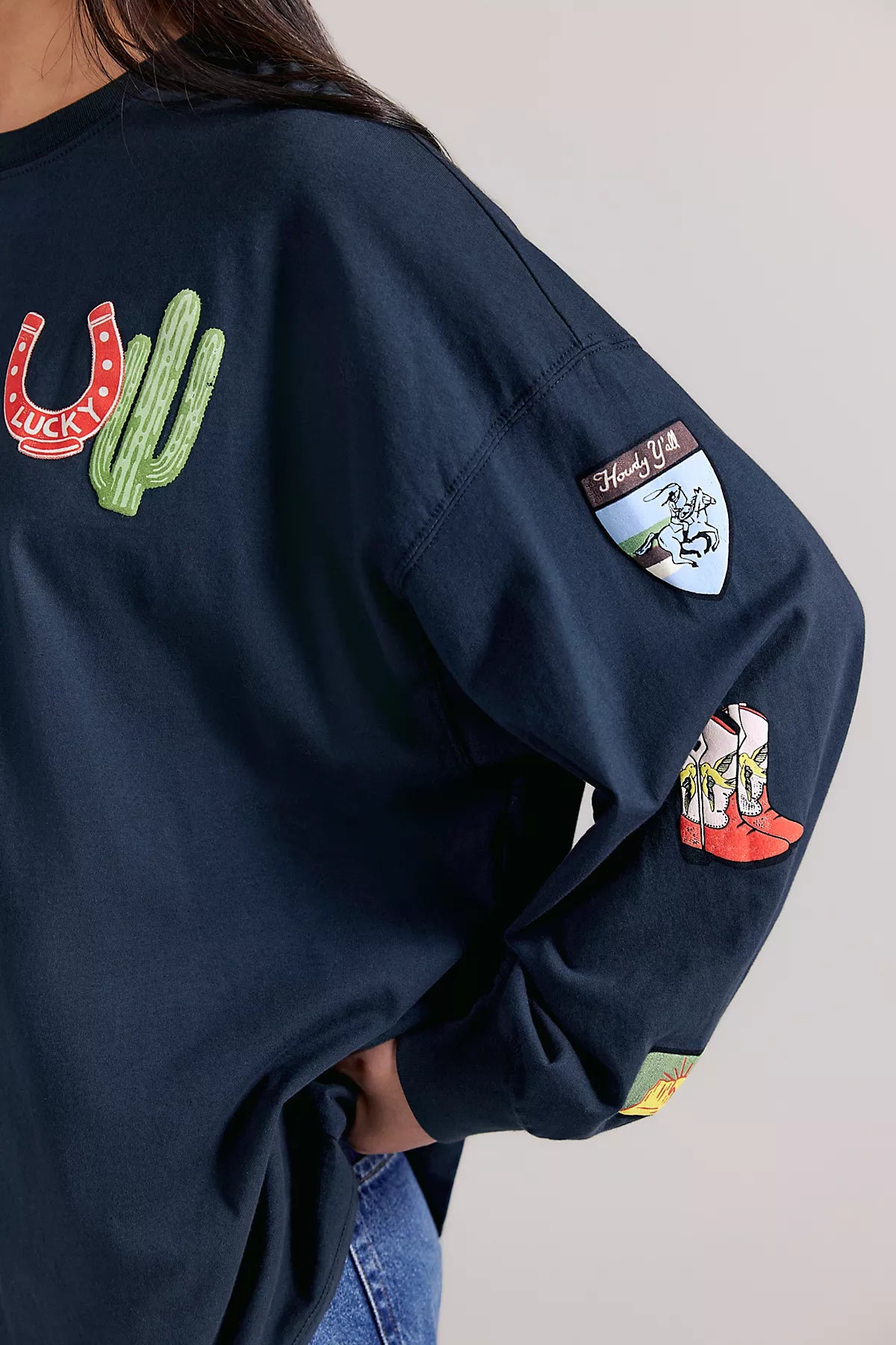 Daydreamer Western Patches Long Sleeve Tee
