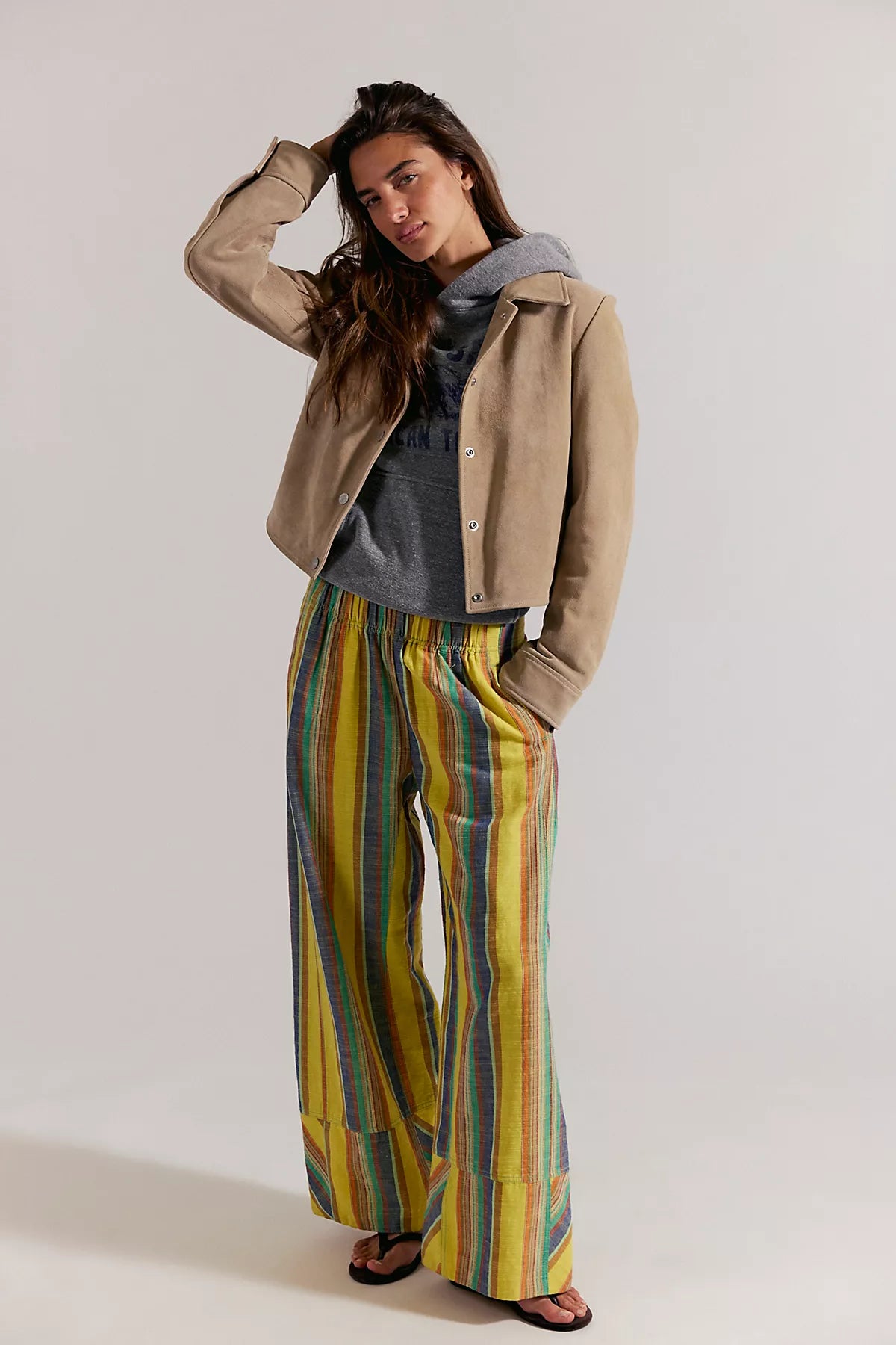 Day's End Linen Striped Pull-On Pants