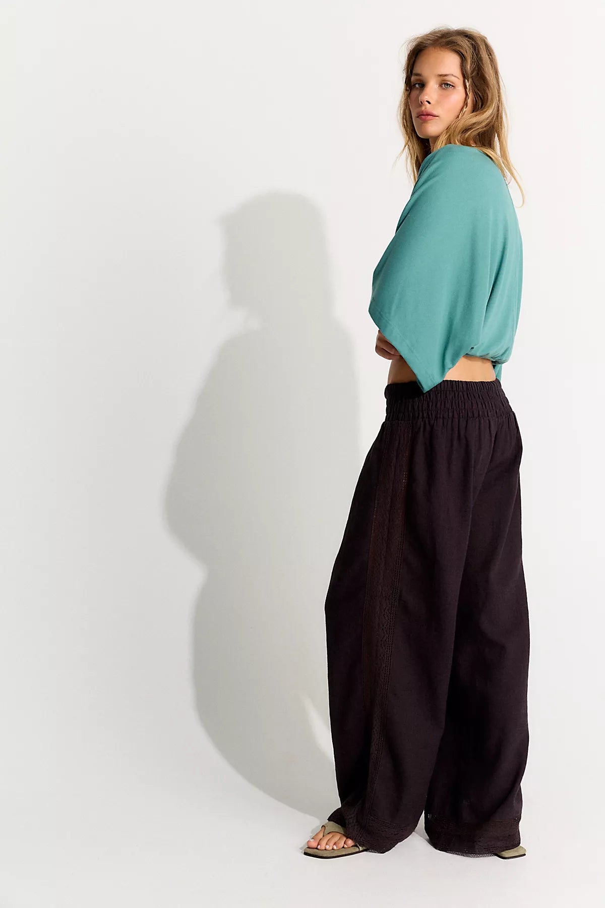 Seaside Cotton-Linen Lace Pants