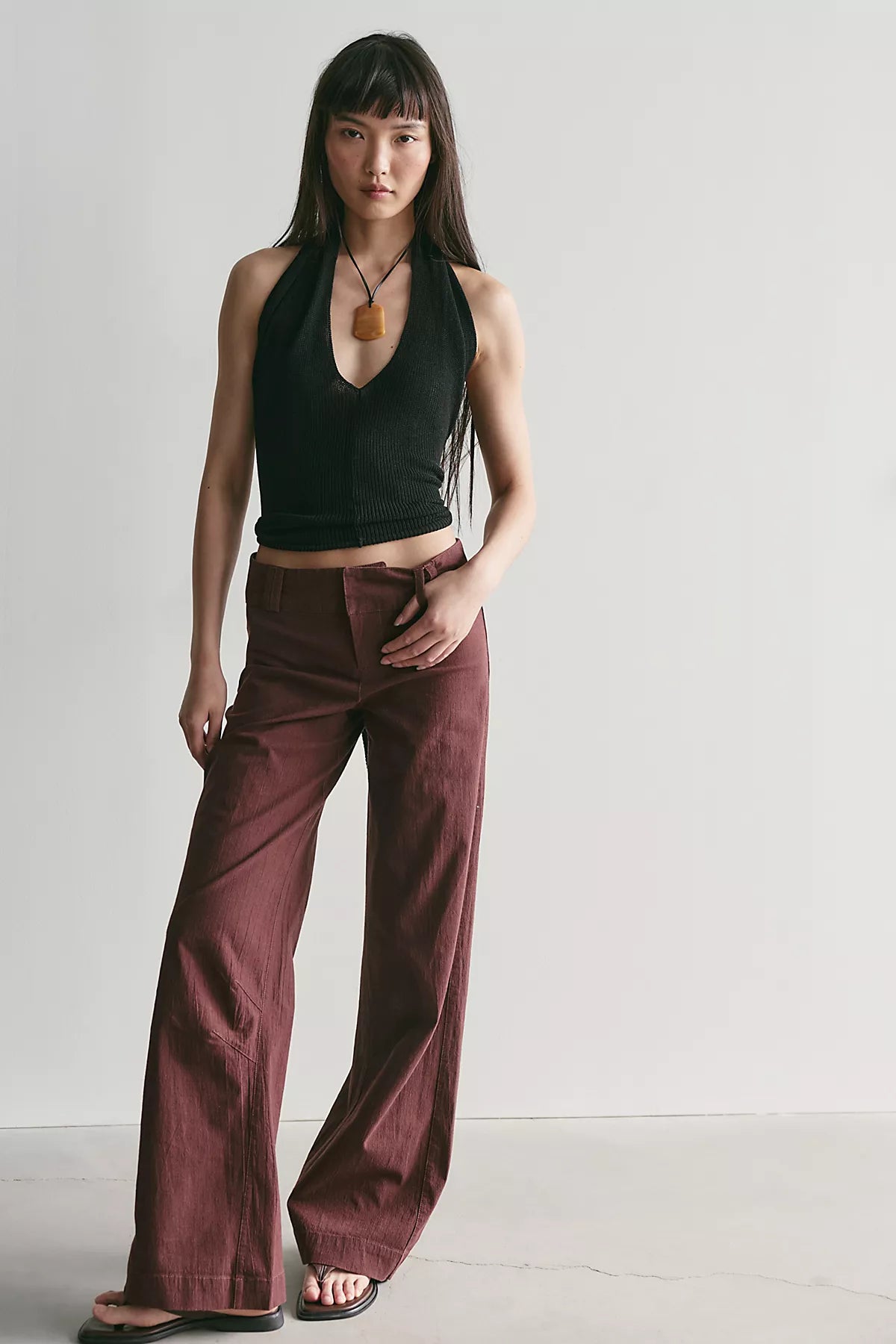Time Flies Low-Rise Clean Solid Trousers