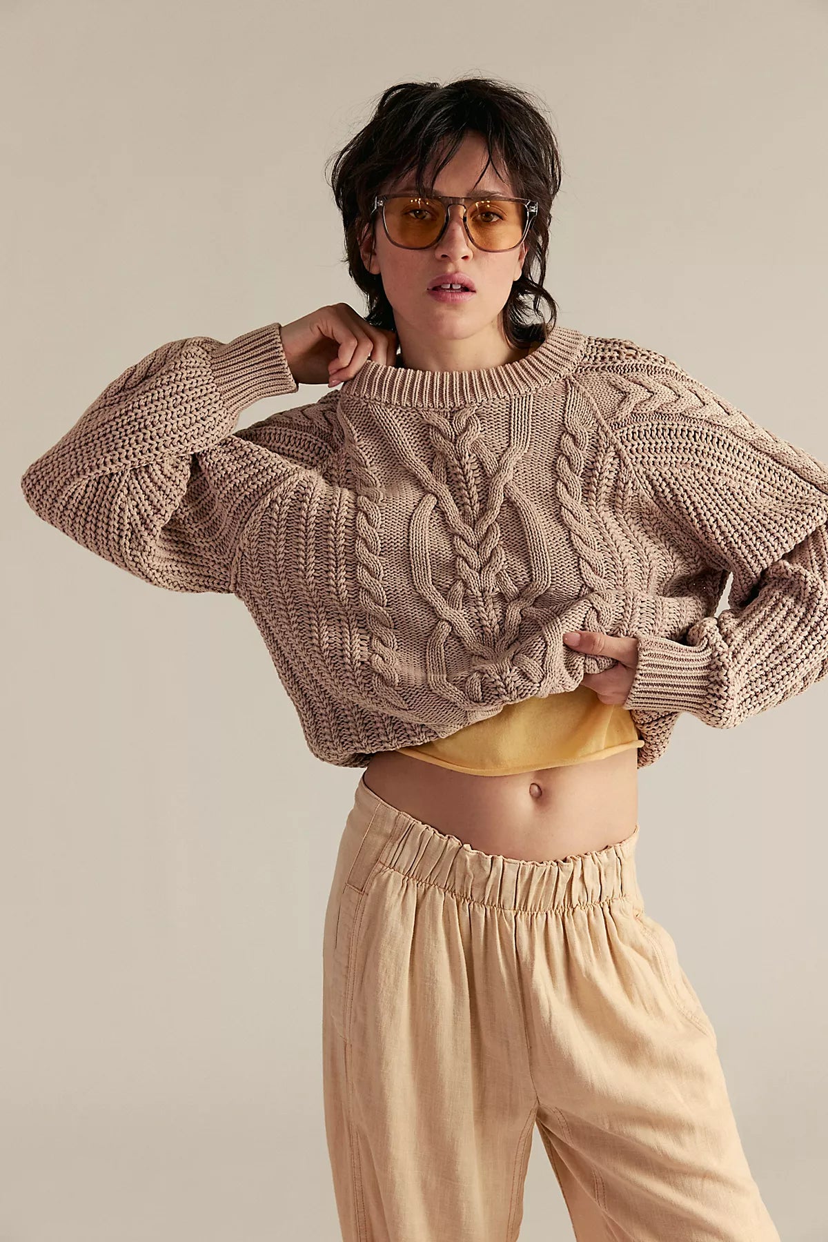 Frankie Cable Knit Cotton Sweater