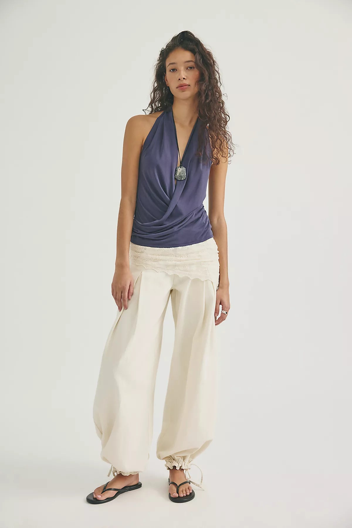 Cupro Cowl Neck Halter Top