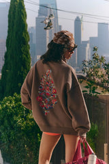 A Cut Above Floral Logo Mock Neck Pullover Sweatshirt