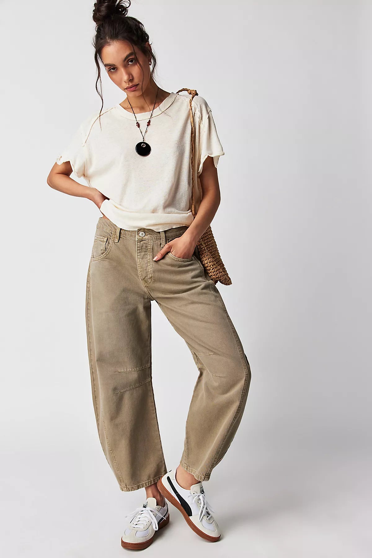 We The Free Good Luck Mid-Rise Barrel Jeans