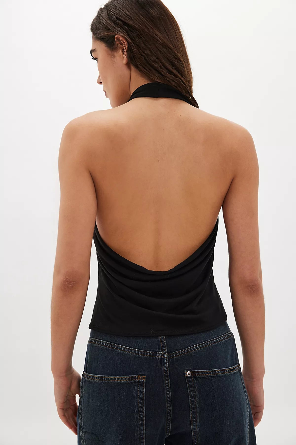 Cupro Cowl Neck Halter Top