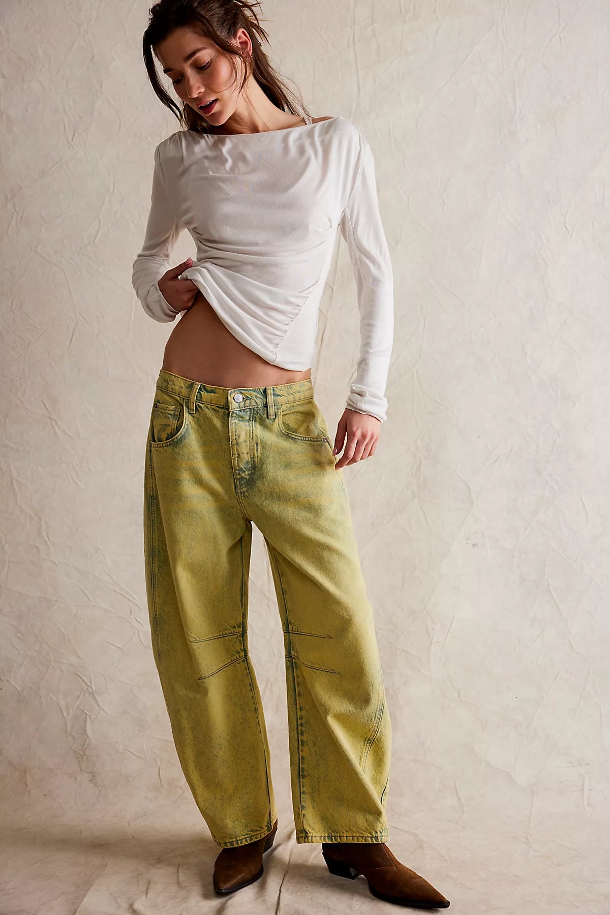 We The Free Good Luck Mid-Rise Barrel Jeans