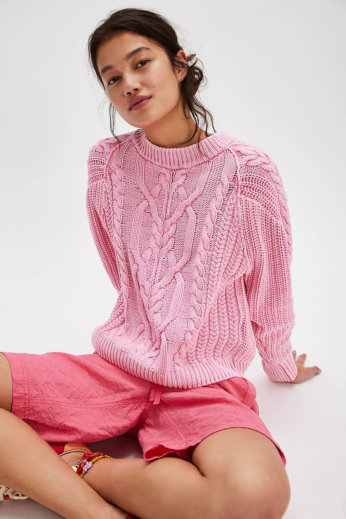 Frankie Cable Knit Cotton Sweater