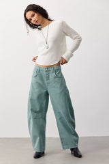We The Free Good Luck Mid-Rise Barrel Jeans