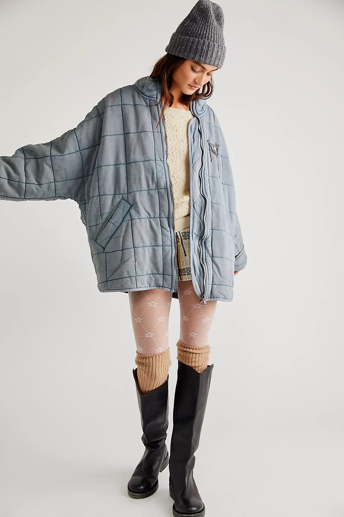 Dolman Quilted Knit Jacket