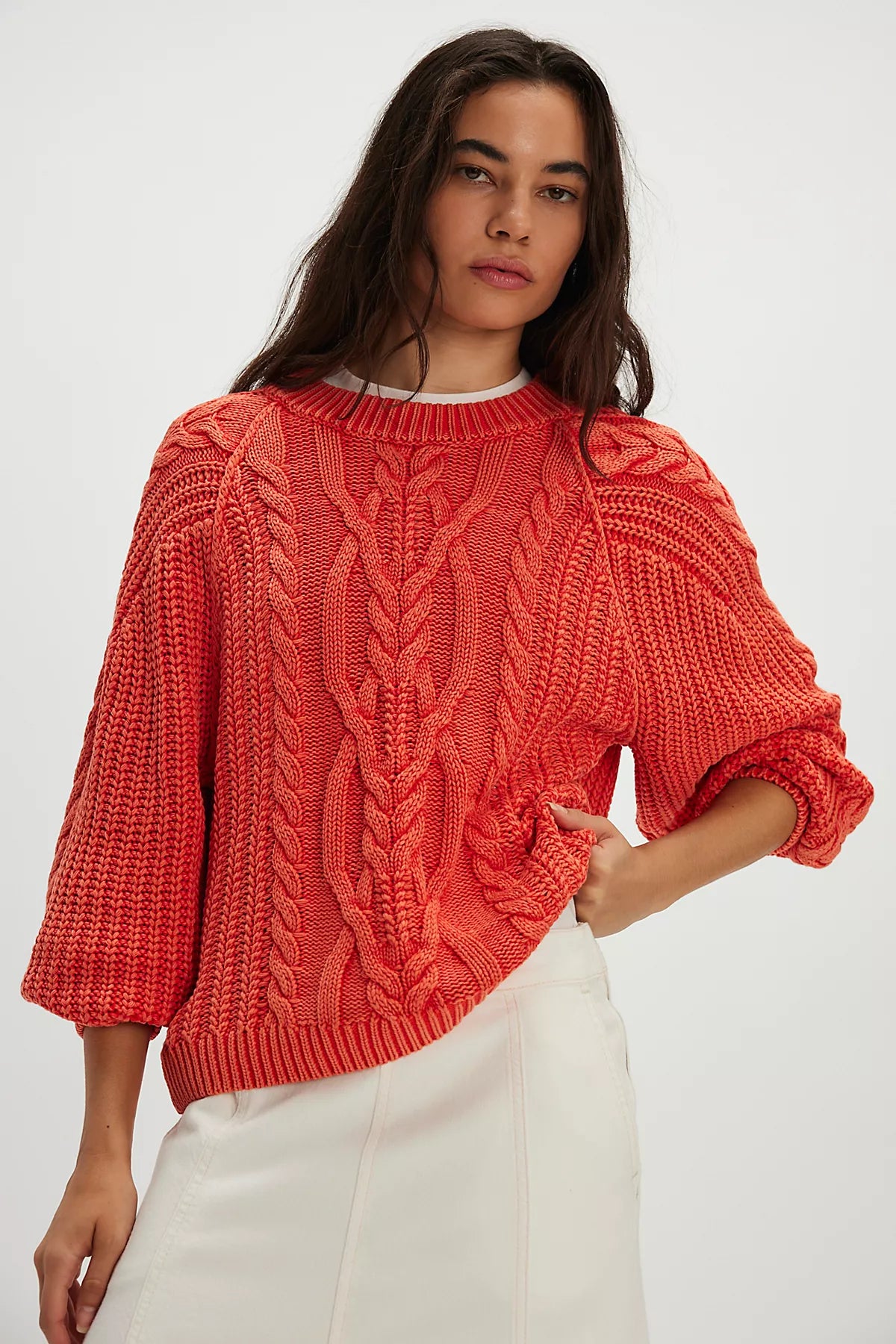 Frankie Cable Knit Cotton Sweater