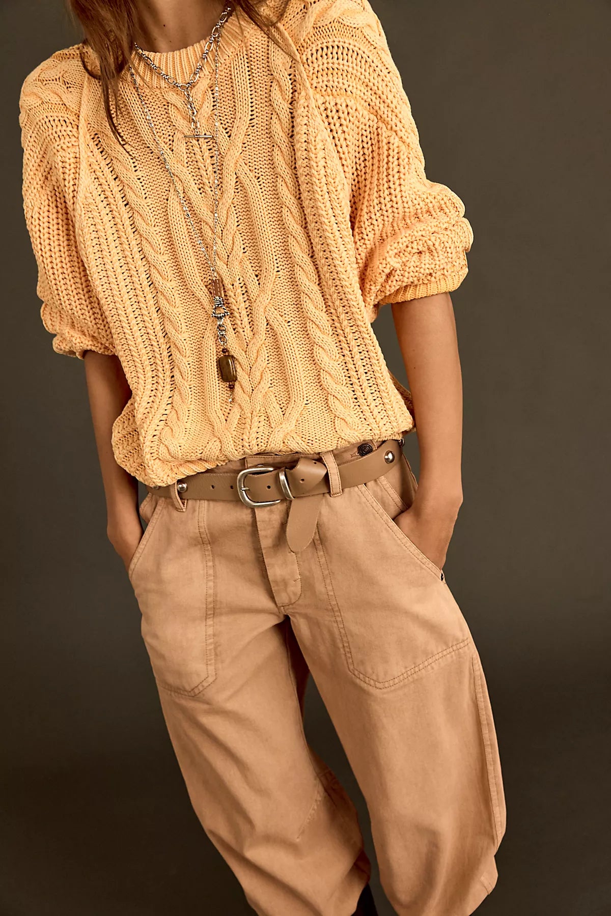 Frankie Cable Knit Cotton Sweater