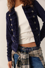 Fitted Velvet Military Jacket