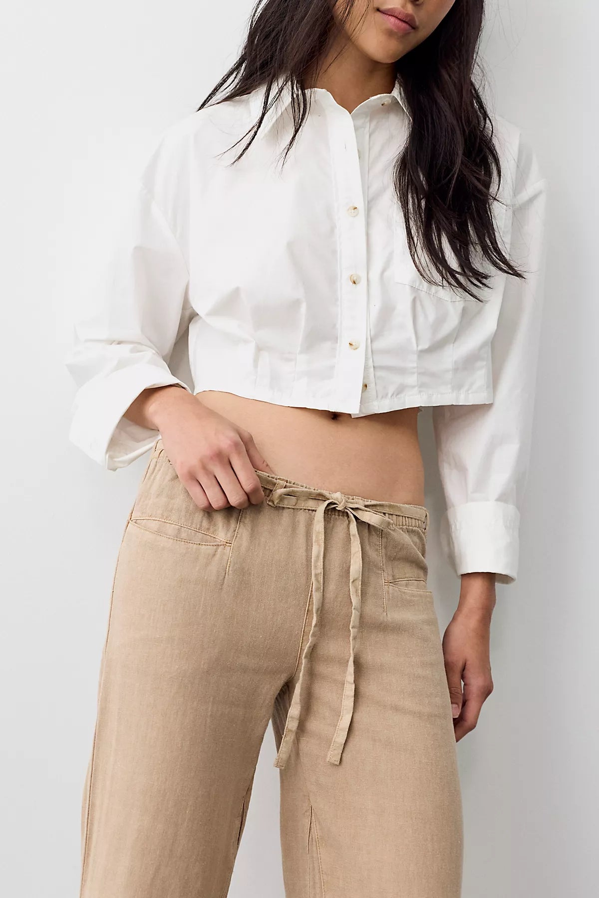 Break The Ice Linen Slouch Flare Pants