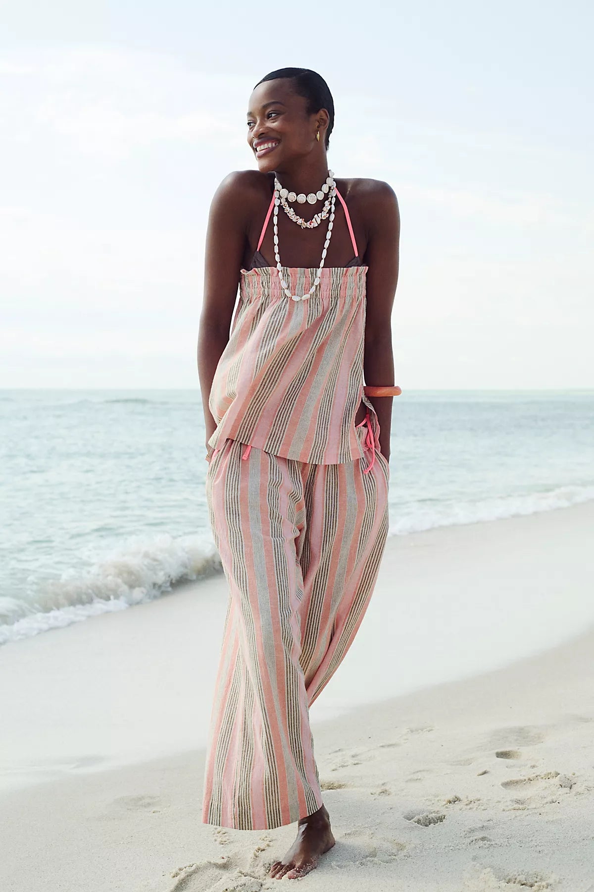 Corfu Striped Cotton-Linen Set