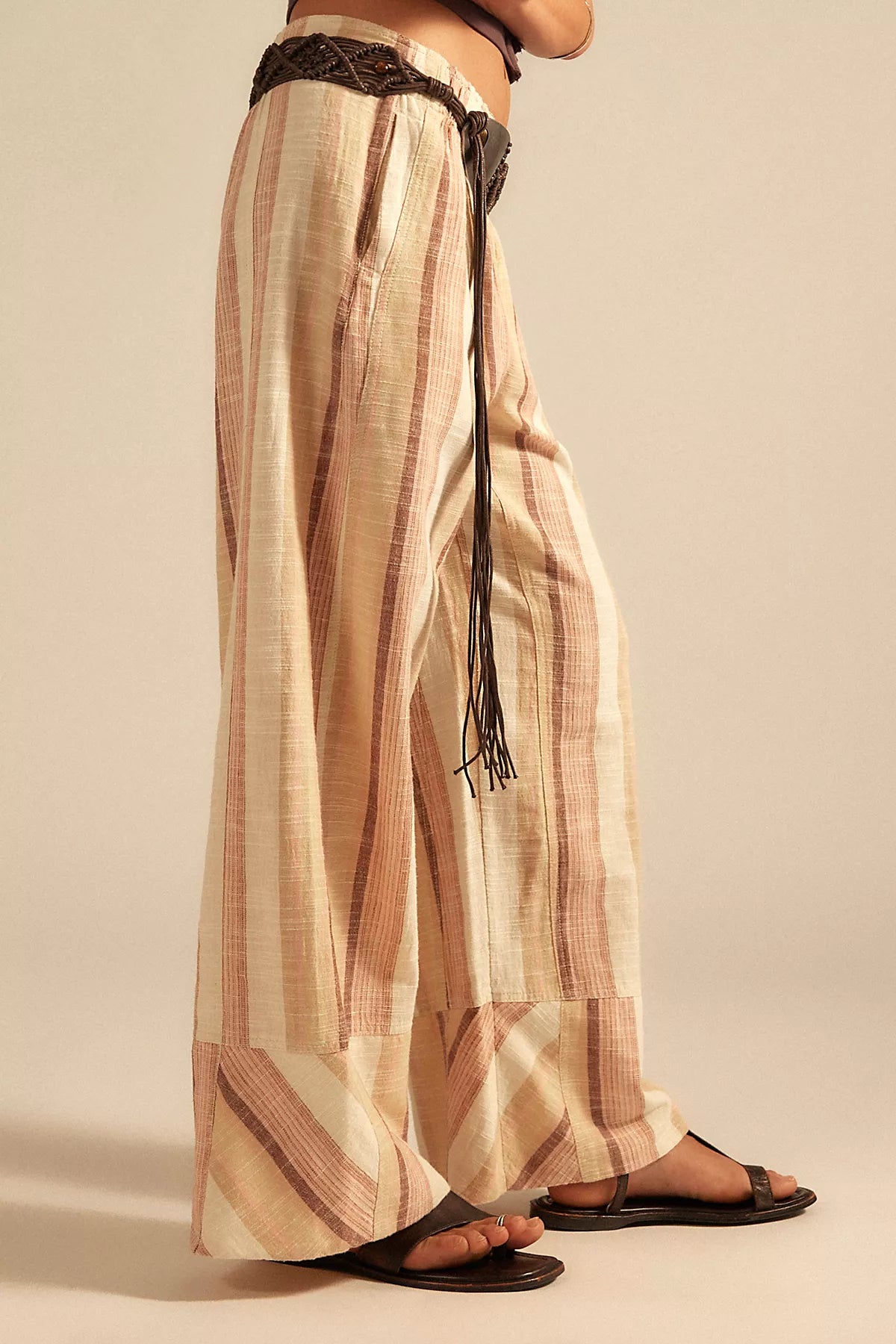 Day's End Linen Striped Pull-On Pants