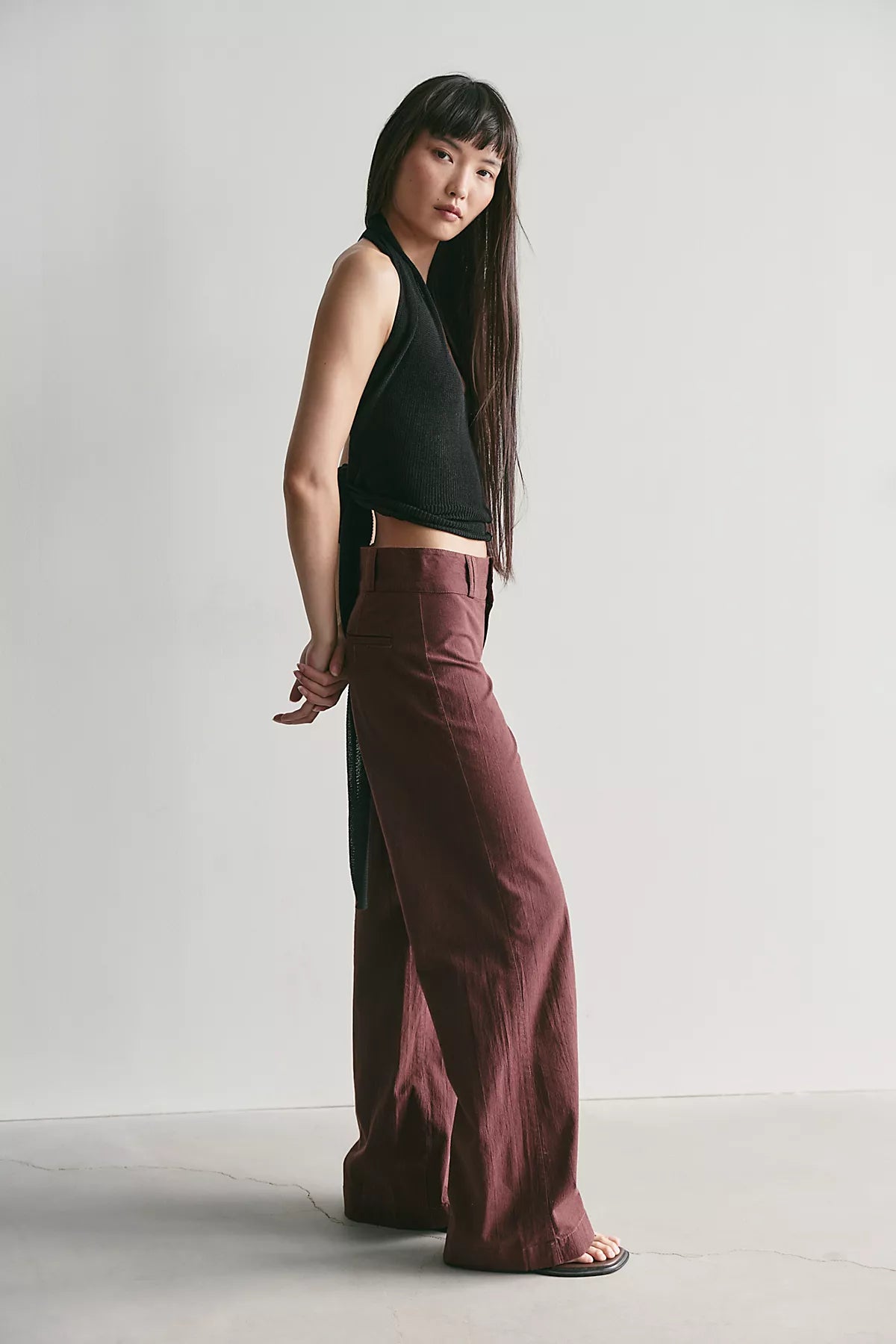 Time Flies Low-Rise Clean Solid Trousers