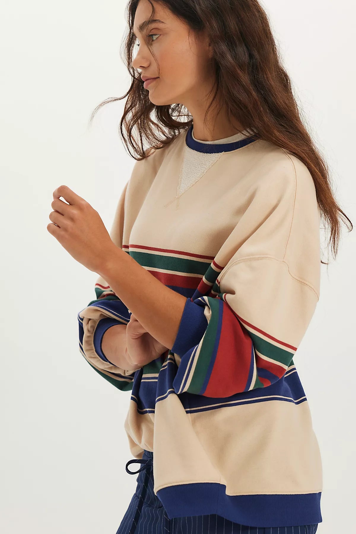 We The Free Classic Striped Oversized Crewneck