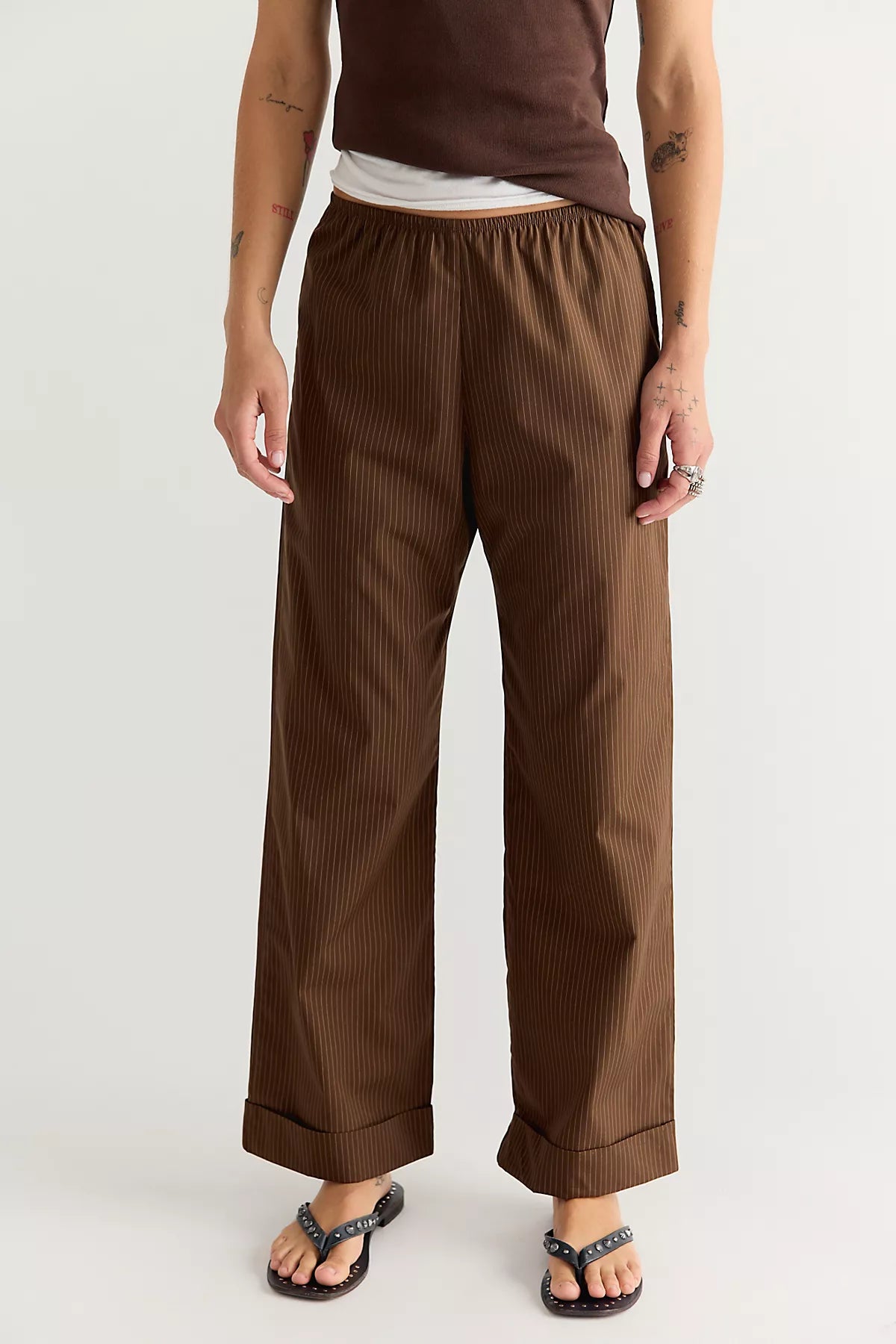 DONNI. Pop Pinstripe Simple Pants