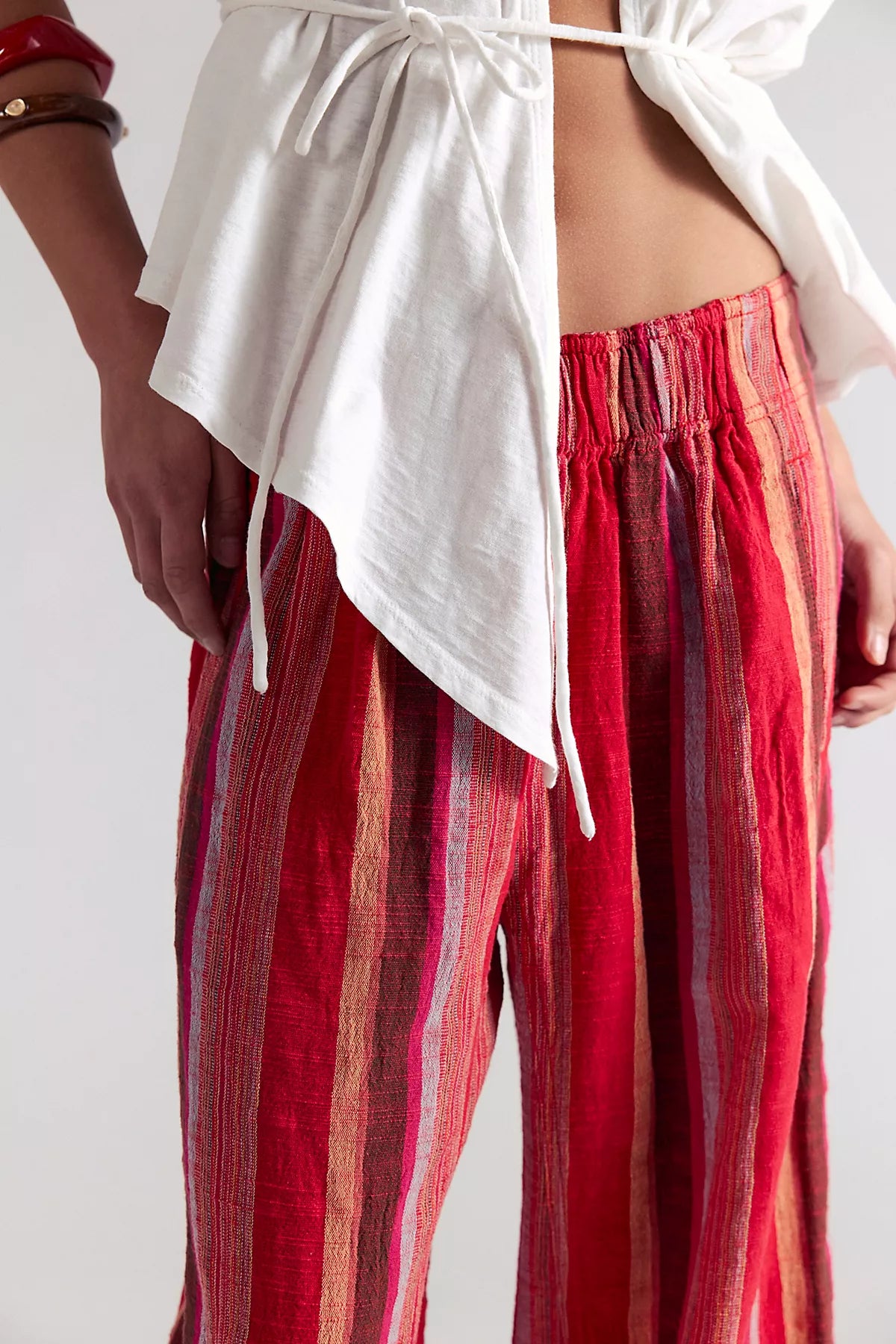 Day's End Linen Striped Pull-On Pants