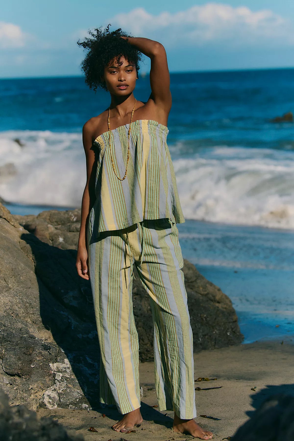 Corfu Striped Cotton-Linen Set