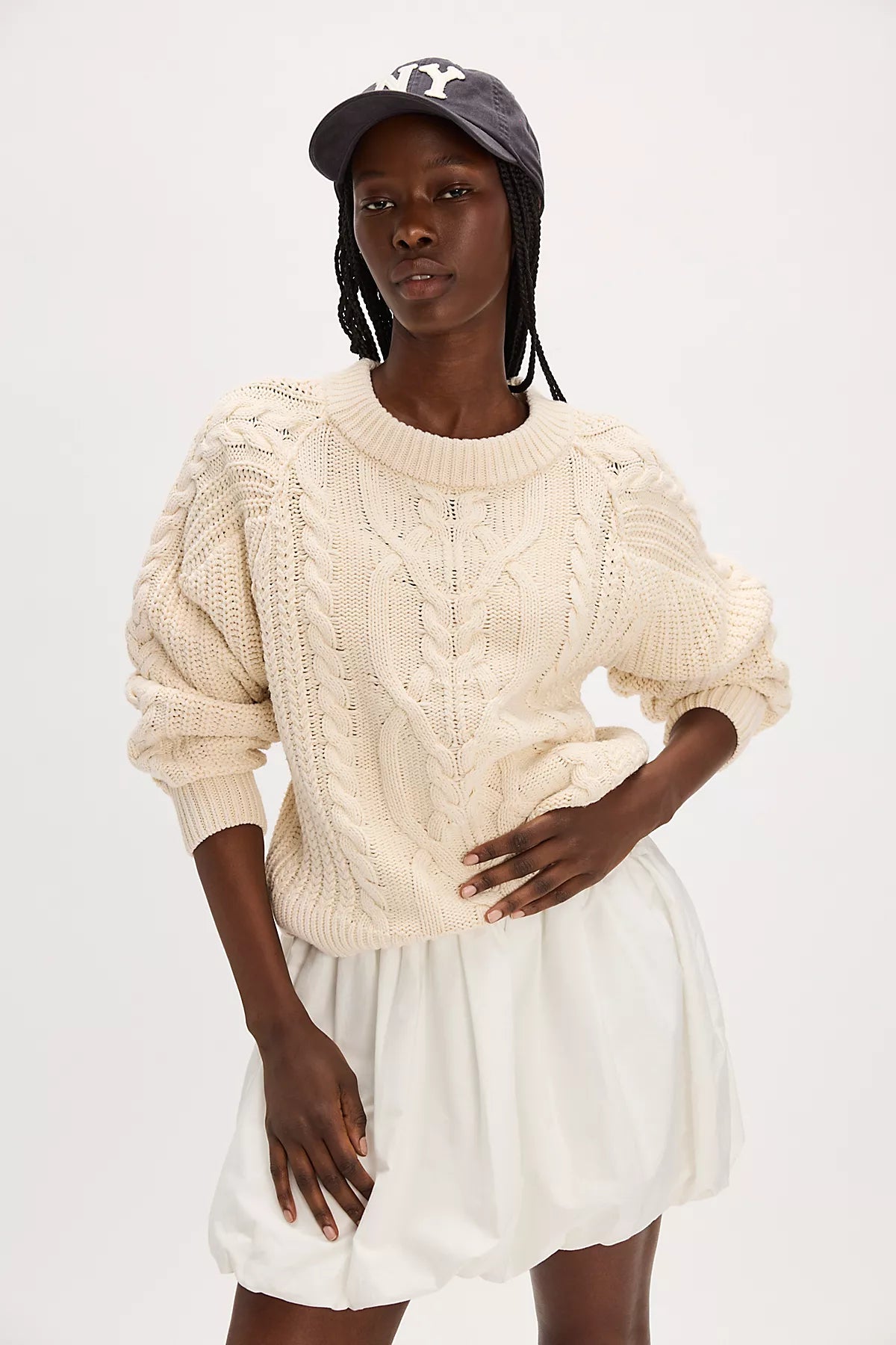 Frankie Cable Knit Cotton Sweater