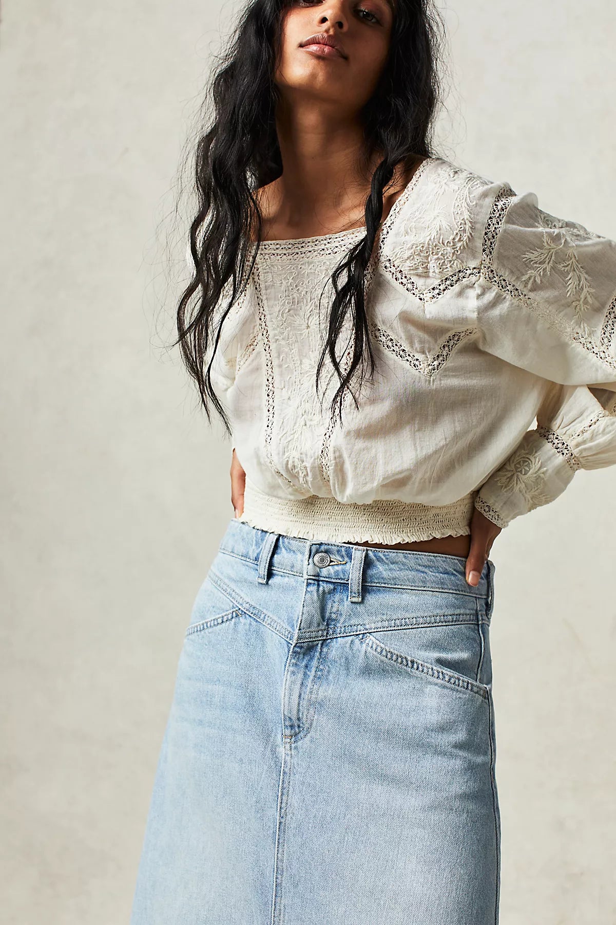 We The Free Come As You Are Denim Maxi Skirt
